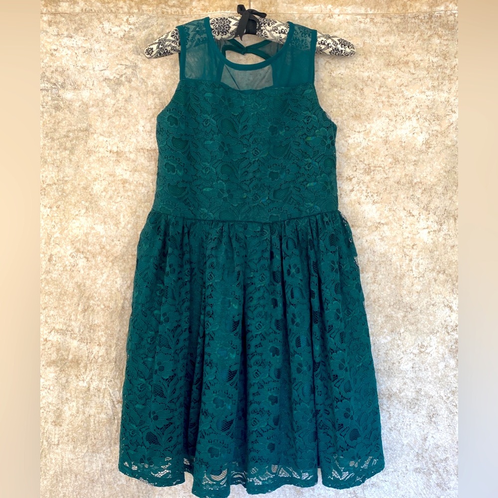 🪩Zenzi girls green lace party dress 10/12 - Picture 1 of 7